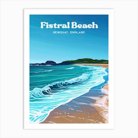 Fistral Beach Cornwall Digital Travel Illustration Art Print