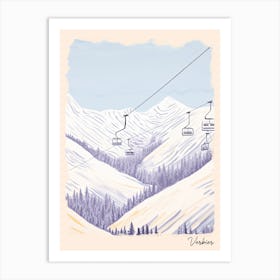 Poster Of Verbier   Switzerland, Ski Resort Pastel Colours Illustration 3 Art Print