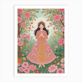 Girl In A Pink Dress Art Print