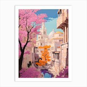 Split Croatia 4 Vintage Pink Travel Illustration Art Print