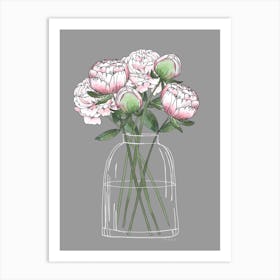 Peony Flowers, Peonies In Vase Art Print