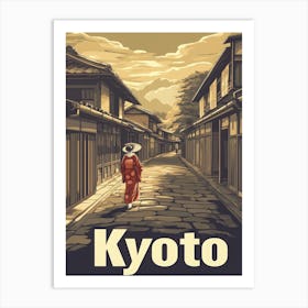 Aihrgdesign A Retro Travel Poster For Kyoto Featuring The Tra 246e1e8c 8ddc 474c 9179 56f9cc7b887e 3 Art Print