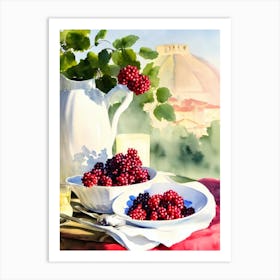 Loganberry Italian Watercolour fruit Art Print