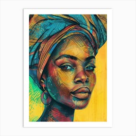 African Woman In Turban 3 Art Print