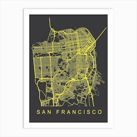 San Francisco Map Neon Art Print