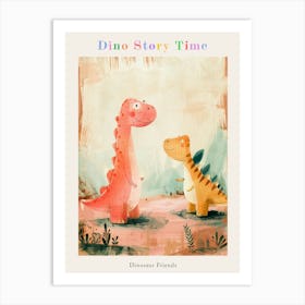 Watercolour Storybook Dinosaur Friends Painting Poster Art Print