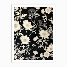 Great Japan Hokusai Monochrome Flowers 1315 Art Print