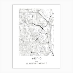 Yashio,Japan Minimalist Map Art Print