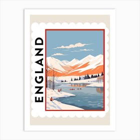 Retro Winter Stamp Poster Lake District United Kingdom 1 Art Print