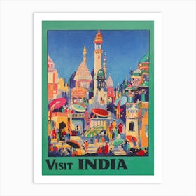 Visit India Vintage Travel Poster 1 Art Print