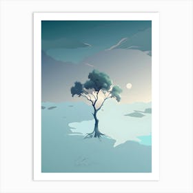 Lone Tree In The Snow 3 Art Print