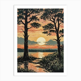 Sunset By The Water Art Print