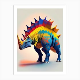 Pachyrhinosaurus Primary Colours Dinosaur Art Print