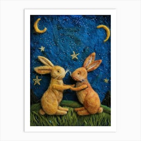 Rabbits In The Night Art Print