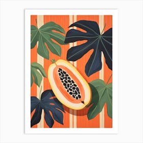 Papaya Fruit Summer Illustration 7 Art Print