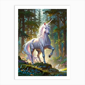 Unicorn In The Forest 18 Art Print