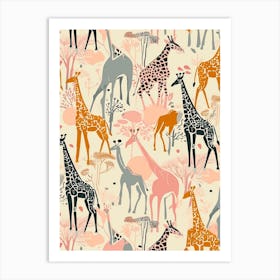 Kitsch Giraffe Illustrative Pattern 3 Art Print