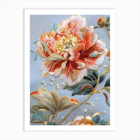 Chinese Flower Embroidery 1 Art Print