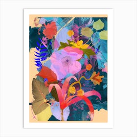 Coral Bells 4 Neon Flower Collage Art Print