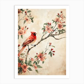 Chinese Cardinal On A Branch Art Print