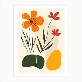 Flowers And Rocks 2 Art Print