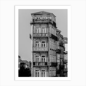 Portuguese Architecture in Porto | Black and White Travel Photography Art Print