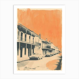 Frenchmen Street Retro Lithograph 2 Art Print