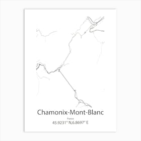 Chamonix Mont Blanc,France Minimalist Map Art Print