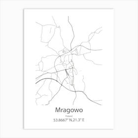 Mragowo,Poland Minimalist Map Art Print