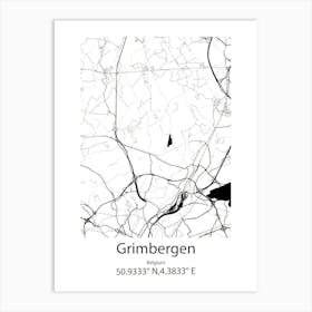 Grimbergen,Belgium Minimalist Map Art Print