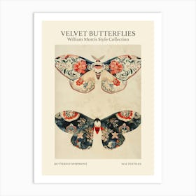 Velvet Butterflies Collection Butterfly Symphony William Morris Style 2 Art Print