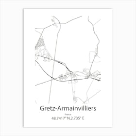 Gretz Armainvilliers,France Minimalist Map Art Print