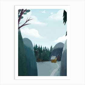 House In The Woods illustration Art Print