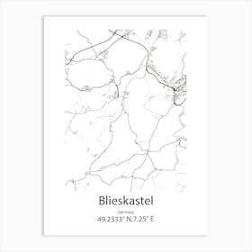 Blieskastel,Germany Minimalist Map Art Print