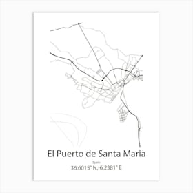 El Puerto De Santa Maria,Spain Minimalist Map Art Print