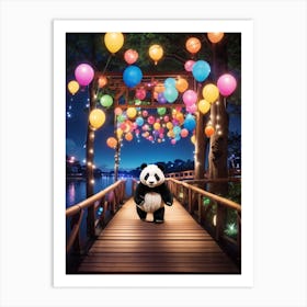 Panda Bear At Night Art Print