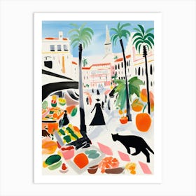 The Food Market In Malaga 2 Illustration Art Print