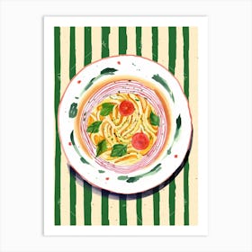 A Plate Of Tiramisu, Top View Food Illustration 3 Art Print
