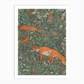 Foxes In The Meadow Art Print