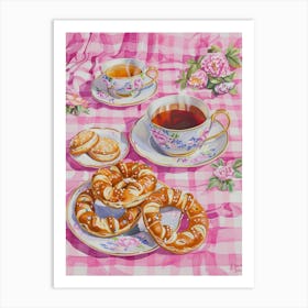 Pink Breakfast Food Pretzels 4 Art Print