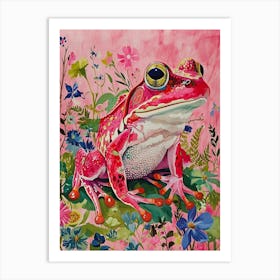 Floral Animal Painting Frog 3 Art Print