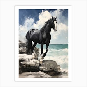 A Horse Oil Painting In Tulum Beach, Mexico, Portrait 2 Art Print