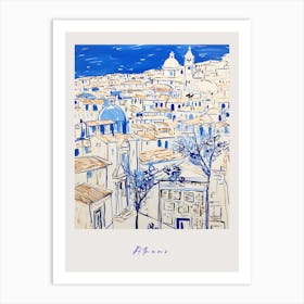 Athens Greece Mediterranean Blue Drawing Poster Art Print