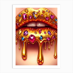 Jewelled Lips Art Print