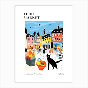 The Food Market In Oslo 4 Illustration Poster Art Print