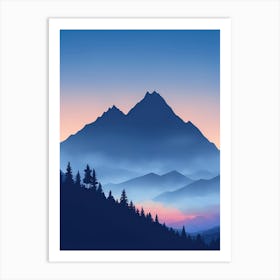 Misty Mountains Vertical Composition In Blue Tone 132 Art Print