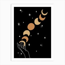 Hands Celestial Moon Phases Dark Art Print