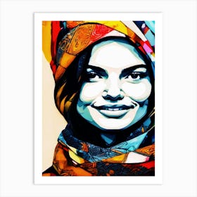 Woman In A Scarf, Abstract, Contrast Art Print