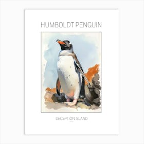 Humboldt Penguin Deception Island Watercolour Painting 1 Poster Art Print