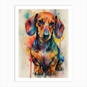 Dachshund Watercolor Painting 3 Art Print